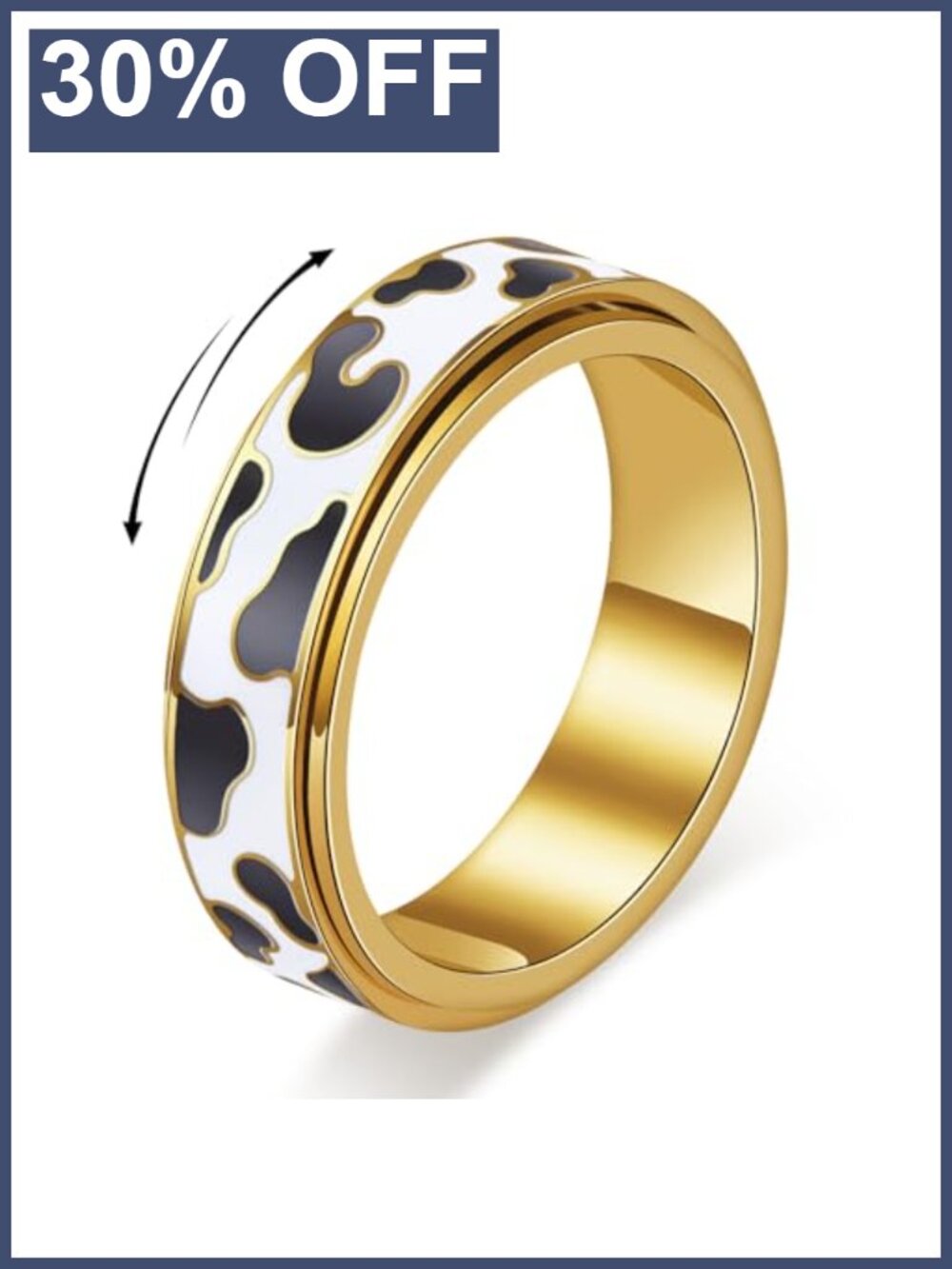 Fidget Spinner Ring 18K Gold Plated Stainless Steel Anxiety Relief